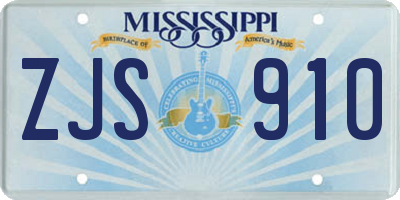 MS license plate ZJS910