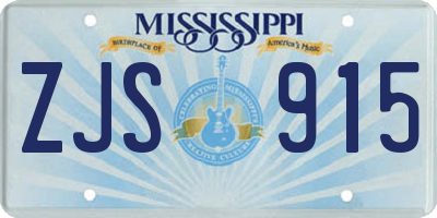MS license plate ZJS915