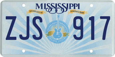 MS license plate ZJS917