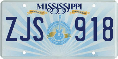 MS license plate ZJS918