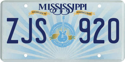 MS license plate ZJS920