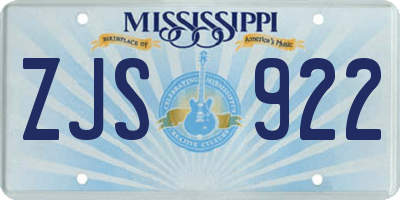 MS license plate ZJS922