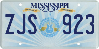 MS license plate ZJS923