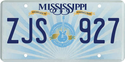 MS license plate ZJS927