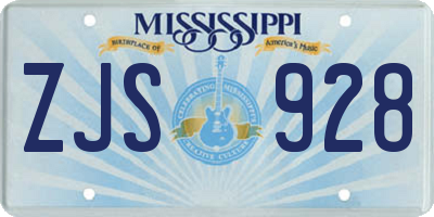 MS license plate ZJS928