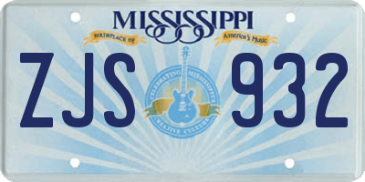MS license plate ZJS932