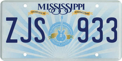 MS license plate ZJS933