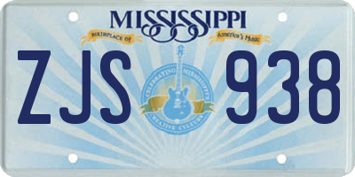 MS license plate ZJS938