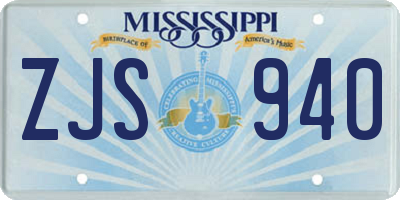 MS license plate ZJS940