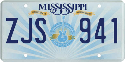 MS license plate ZJS941