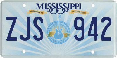 MS license plate ZJS942