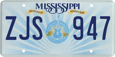 MS license plate ZJS947