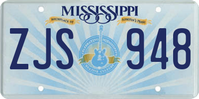 MS license plate ZJS948