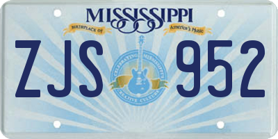 MS license plate ZJS952