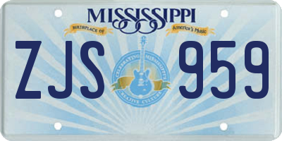 MS license plate ZJS959