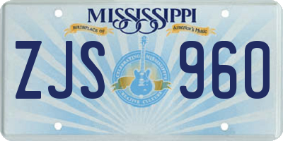 MS license plate ZJS960