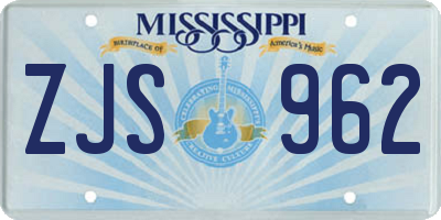 MS license plate ZJS962