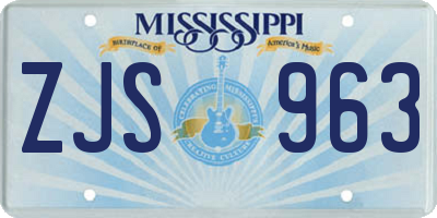 MS license plate ZJS963