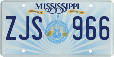 MS license plate ZJS966