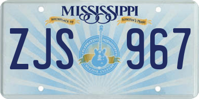 MS license plate ZJS967
