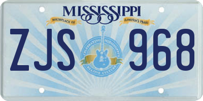 MS license plate ZJS968