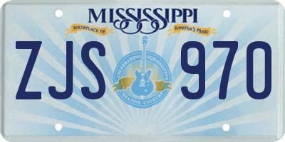 MS license plate ZJS970