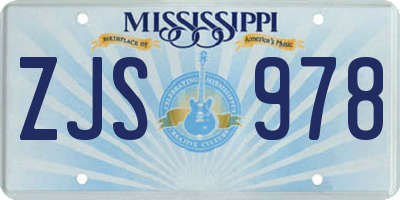 MS license plate ZJS978