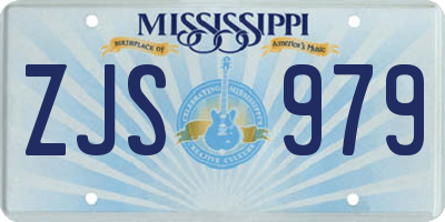 MS license plate ZJS979