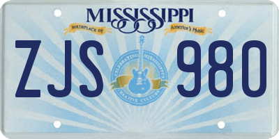 MS license plate ZJS980
