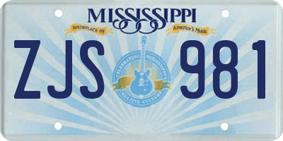 MS license plate ZJS981
