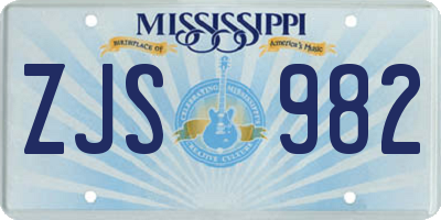 MS license plate ZJS982
