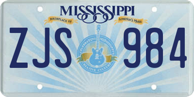 MS license plate ZJS984