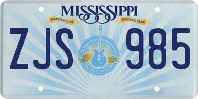 MS license plate ZJS985