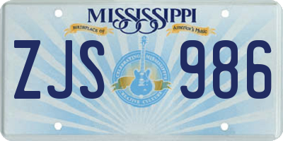 MS license plate ZJS986