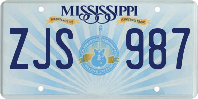 MS license plate ZJS987