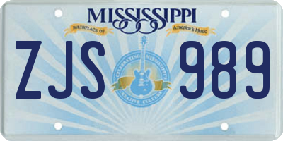 MS license plate ZJS989
