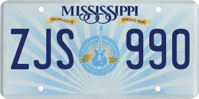 MS license plate ZJS990