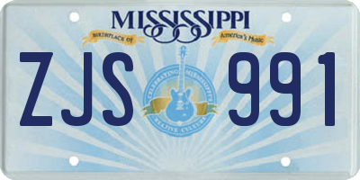 MS license plate ZJS991