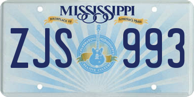 MS license plate ZJS993