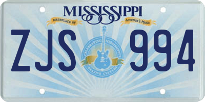 MS license plate ZJS994