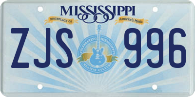 MS license plate ZJS996
