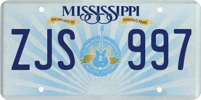 MS license plate ZJS997