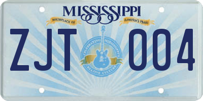 MS license plate ZJT004
