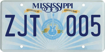 MS license plate ZJT005