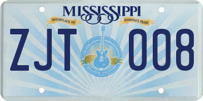 MS license plate ZJT008