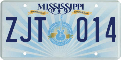 MS license plate ZJT014