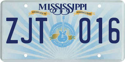 MS license plate ZJT016