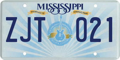 MS license plate ZJT021