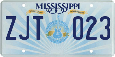 MS license plate ZJT023
