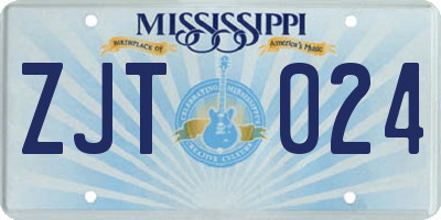 MS license plate ZJT024